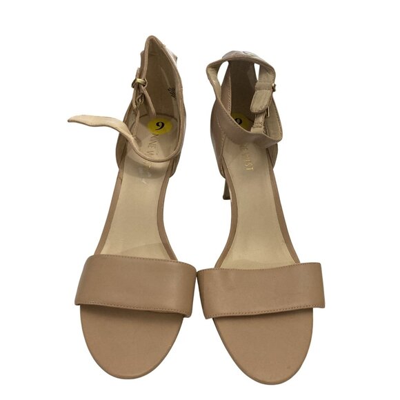 Nine West Womens Size 9M Nude Heeled Sandals With Ankle Strap Open Toe - Picture 1 of 8